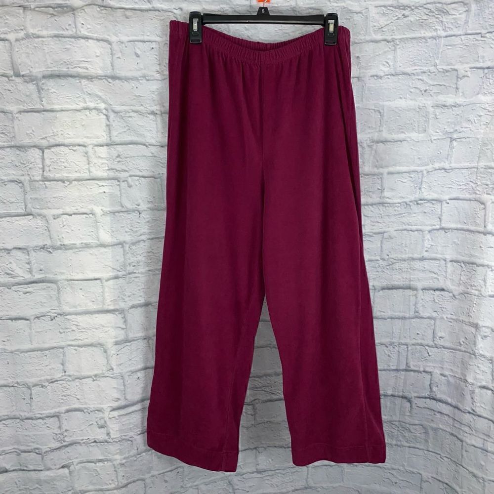 Womens pull on pants with elastic waist burgundy color sz large